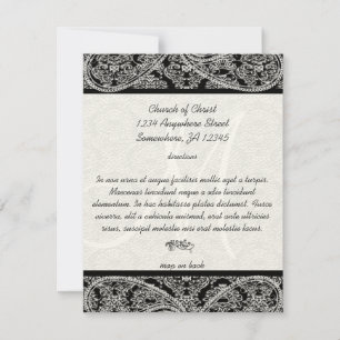 Carte de direction de mariage en damas noir monogr