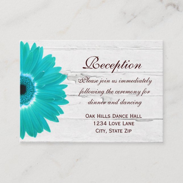 Carte de direction de mariage Gerber Daisy turquoi (Devant)