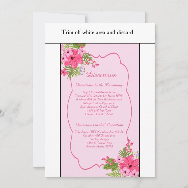 Carte de direction Hibiscus Hawaiian 3.5x6 rose (Devant)