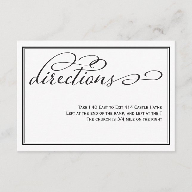 Carte de direction Mariage de script de calligraph (Devant)