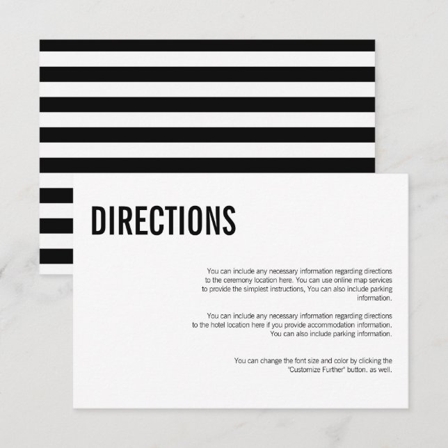 Carte de direction Mariage de typographie simple e (Devant / Derrière)