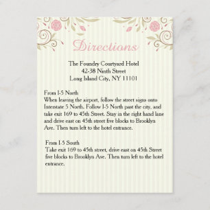 Carte de direction Mariage floral rose Love & Peac