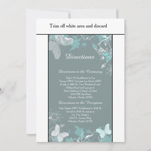 Carte de directions Blue Butterfly Spring 3.5x6 (Devant)