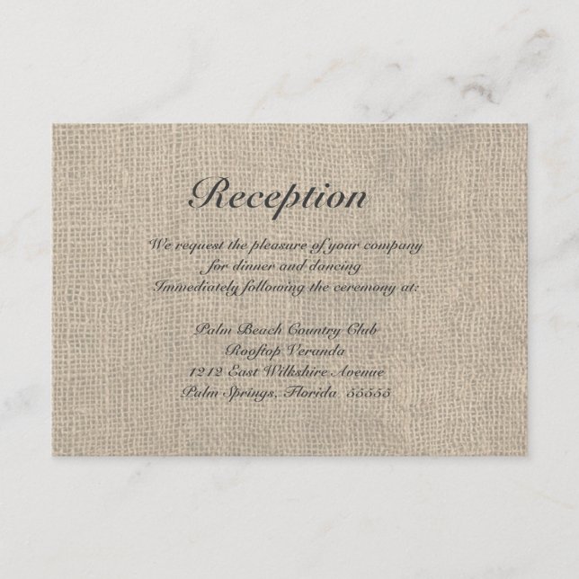 Carte de directions de réception de mariage rustiq (Devant)