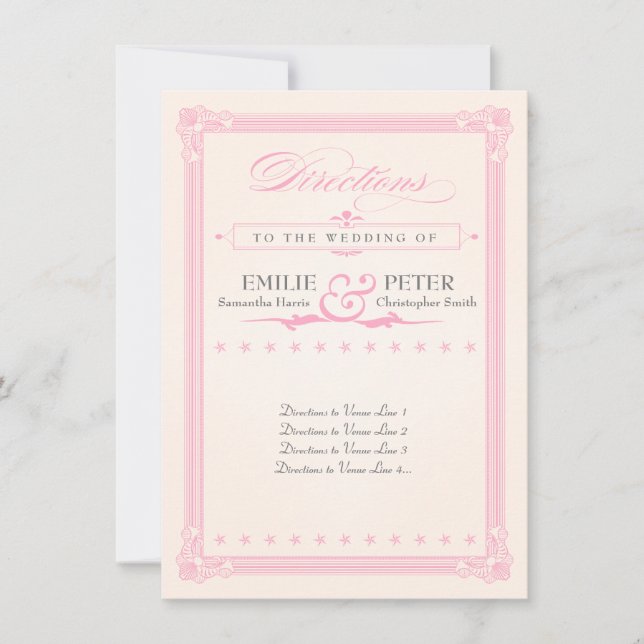 Carte de directions de style d'affiche rose, gris  (Devant)