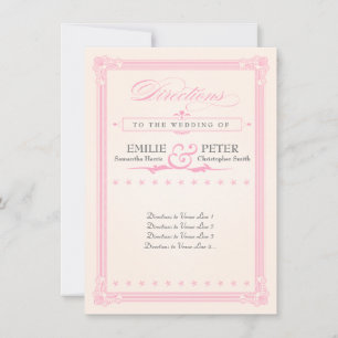 Carte de directions de style d'affiche rose, gris 