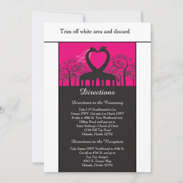 Carte de directions Girafe Fantaisiste Rose Chaud  (Devant)