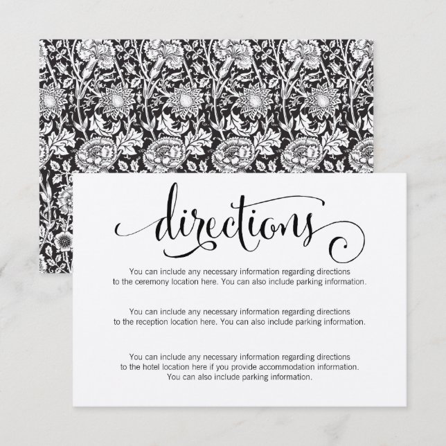 Carte de directions pour mariage Rustique Moderne  (Devant / Derrière)