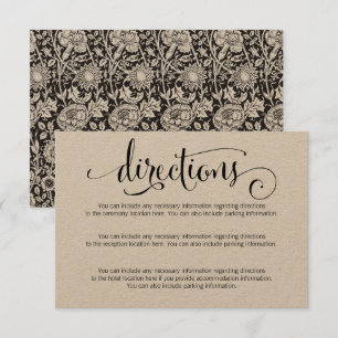 Carte de directions pour mariage Rustique Moderne 