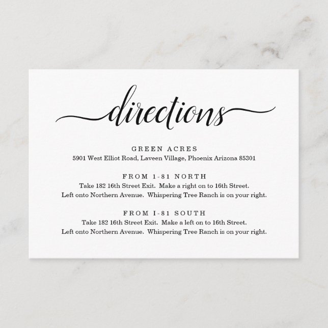 Carte de directions simple (Devant)