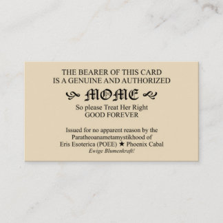 Carte de Discordian Mome (version de dames de pape