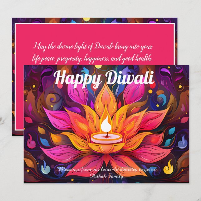 Carte de Diwali Lotus Céleste (Devant / Derrière)