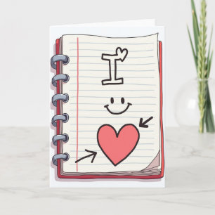 Carte de doodle de cœur Je t'aime