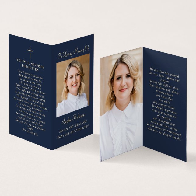 Carte de dossier Gold Script 2 Photo Blue Memorial (Inside and Outside)