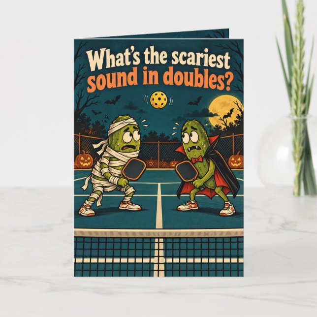 Carte de double pickleball drôle pour Halloween (Devant)