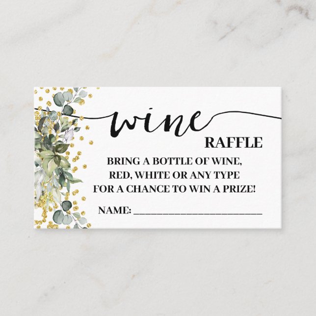Carte de douche Eucalyptus Gold Wine Raffle Ticket (Devant)