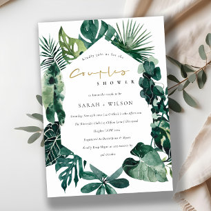 Carte de douche Monstera Green Leafy Hexagonal Cou