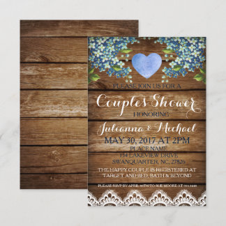 Carte de douche Rustic Blue Hydrangea & Lace Coupl