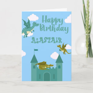 Carte de dragon d'anniversaire garçons