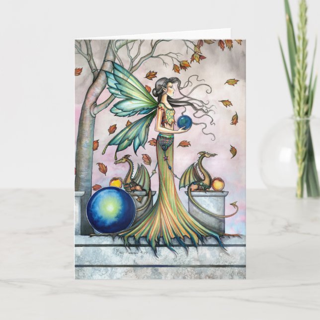 Carte de dragon fée d'automne par Molly Harrison (Devant)
