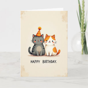 Carte de Duo de Chat d'Anniversaire Festive