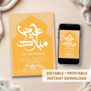 Carte de Eid Mubarak minimaliste moderne ocre jaun