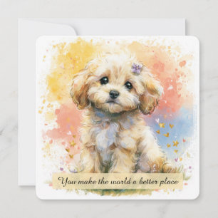 Carte de encouragement de chiot mignon Chien aquar
