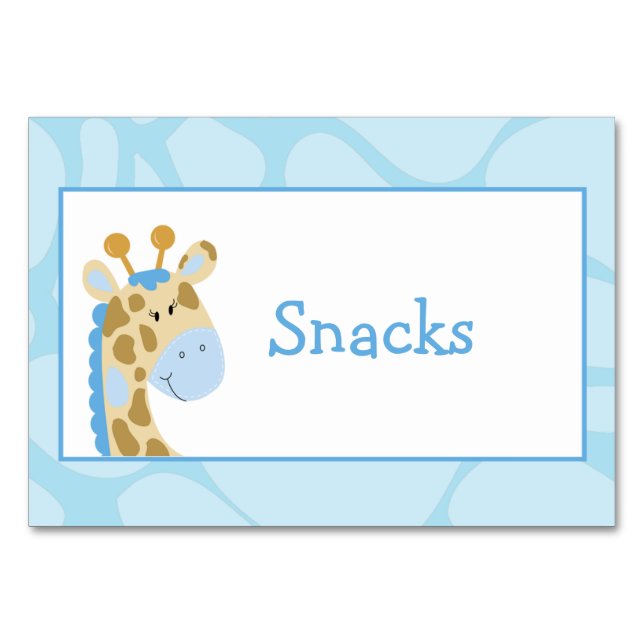 Carte de Étiquette Buffet Personnalisé Blue Giraff (Devant)