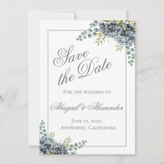 Carte de Faire-Part avec Hydrangeas Violets et Euc