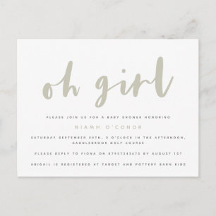Carte de faire-part de baby shower pour fille.