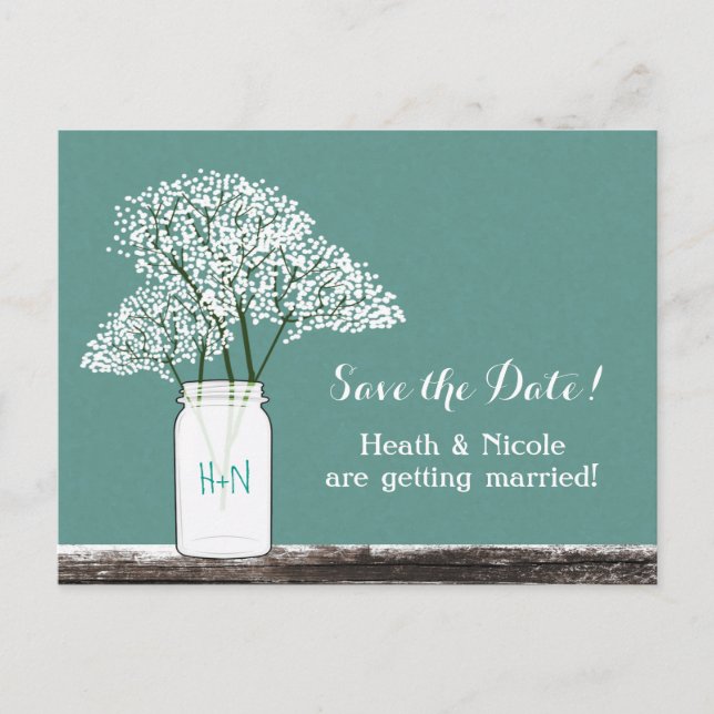 Carte de faire-part de Baby's Breath Mason Jar (Devant)