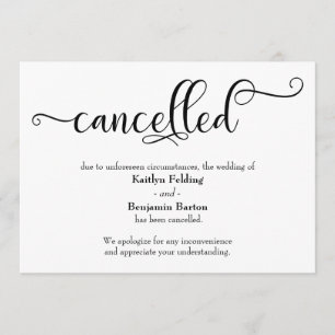 Carte de Faire-part de calligraphie Mariage annulé