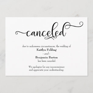 Carte de Faire-part de calligraphie Mariage annulé