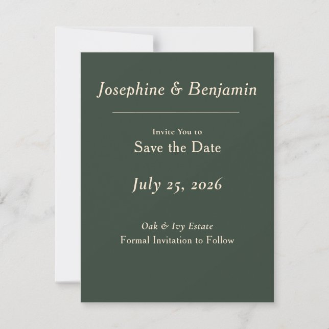 Carte de Faire-Part de Date de Mariage Minimal Élé (Devant)