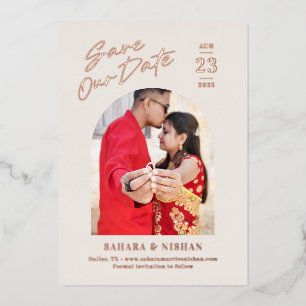 Carte de Faire-Part de Date de Trendy Arch FOIL Co
