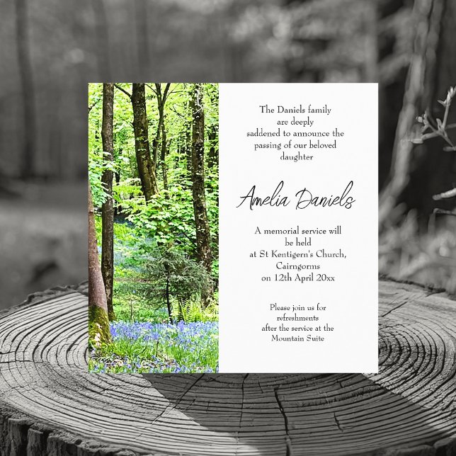 Carte de faire-part de décès en bois de jacinthes (Elegant funeral announcement cards for a beautiful soul lost too soon.💕)