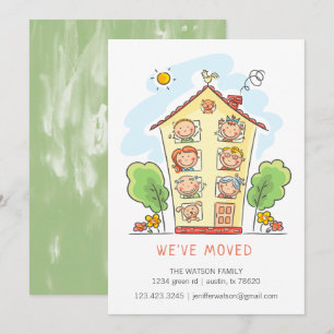 Carte de Faire-part de déménagement Cartoon Family