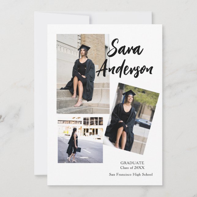 Carte de Faire-part de diplôme de collage de photo (Devant)