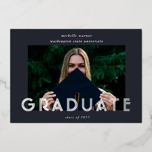 carte de faire-part de diplômé en écriture moderne