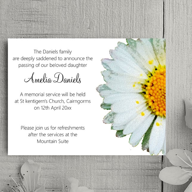 Carte de faire-part de funérailles Wild Daisy (Créateur téléchargé)