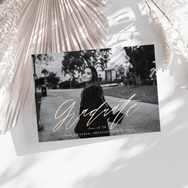 Carte de Faire-part de graduation de script rebond (Créateur téléchargé)