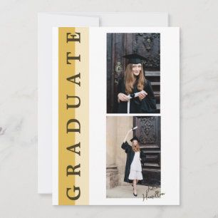 Carte de Faire-part de graduation linéaire en or b