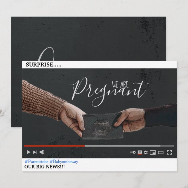 Carte de faire-part de grossesse à thème YouTube (Devant / Derrière)
