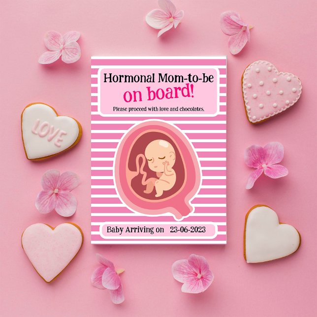 Carte de Faire-part de grossesse amusante rose (Créateur téléchargé)