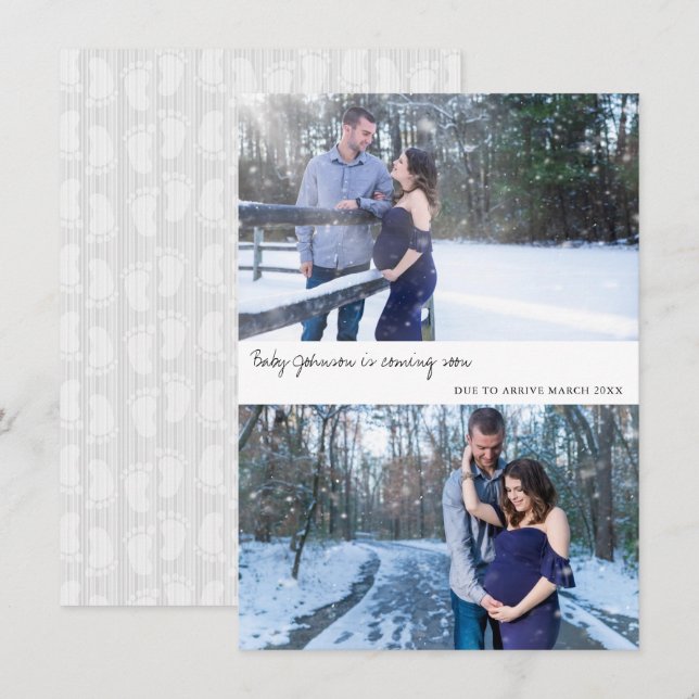 Carte de Faire-part de grossesse photo neutre (Devant / Derrière)