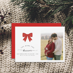 Carte de Faire-part de grossesse Red Bow Christmas