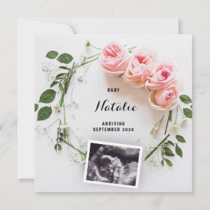 Carte de Faire-part de grossesse rose florale