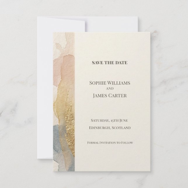 Carte de Faire-Part de Mariage à l'Aquarelle de Pê (Devant)
