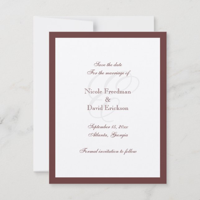Carte de faire-part de mariage à monogramme avec b (Devant)