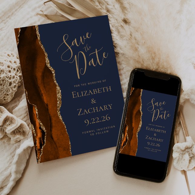 Carte de Faire-Part de Mariage Agate Orange Brûlé  (Créateur téléchargé)